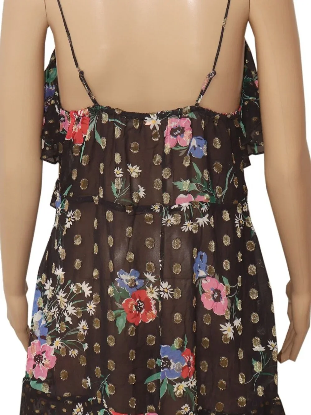Free People FP One Rosalie Mini Slip Dress V Neck Ruffles Printed L
